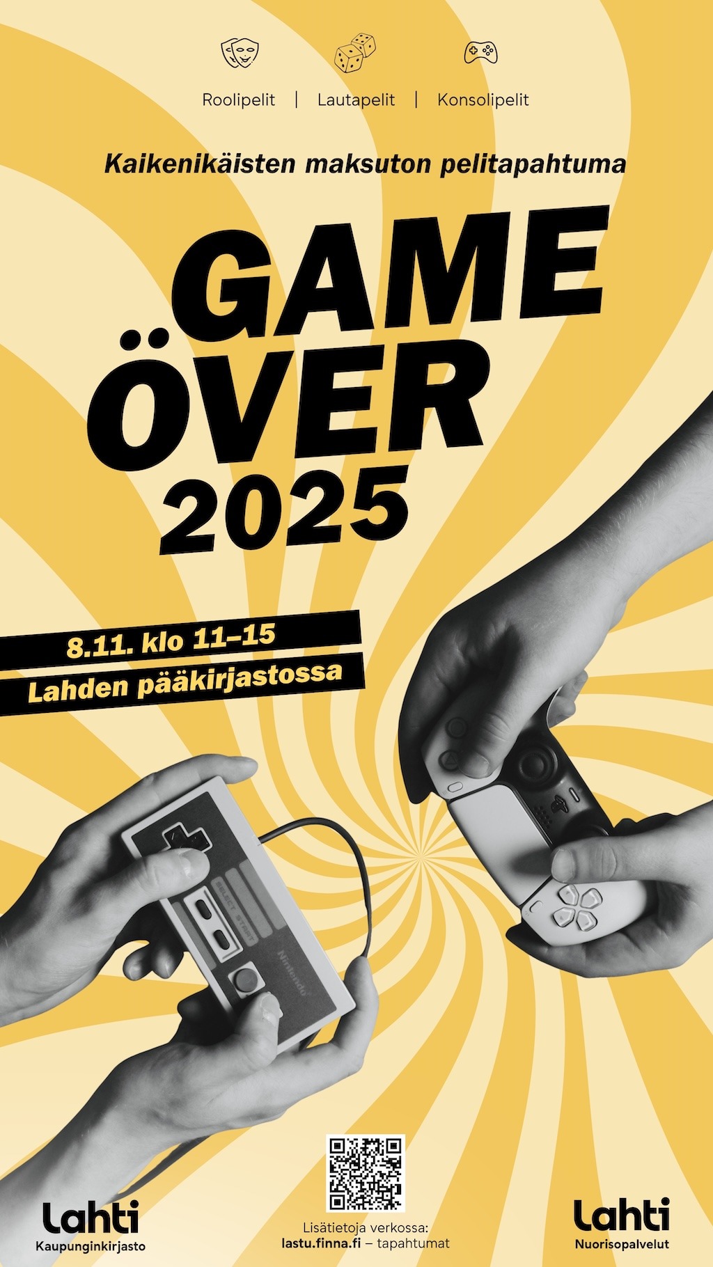 Game Över -pelitapahtuma Lahden pääkirjastossa 8.11. kutsuu kaikenikäiset pelaamaan!